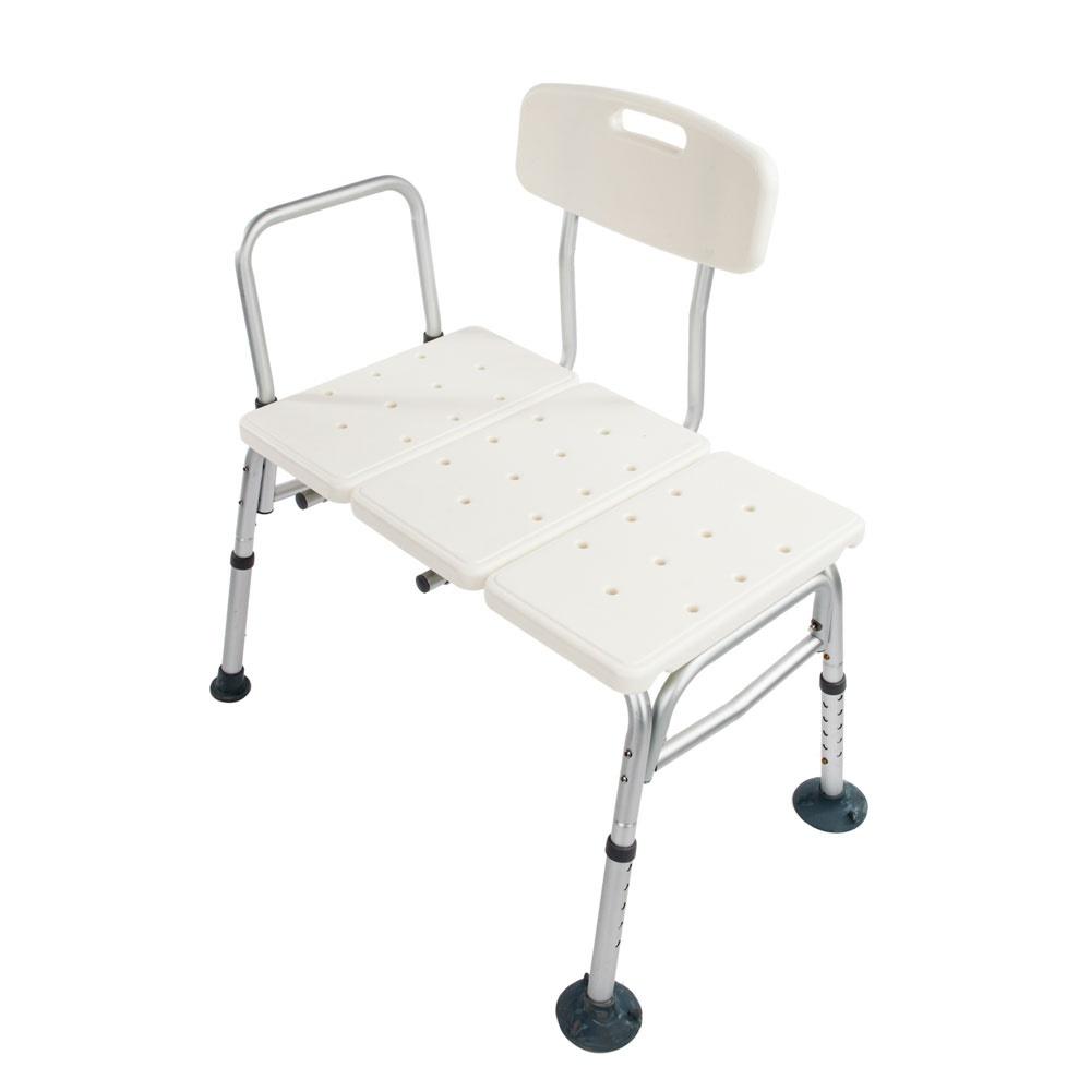 Medical Bathroom Safety Shower Tub Aluminium Alloy Bath Chair Transfer Bench With Wide Seat White Bathroom Furniture