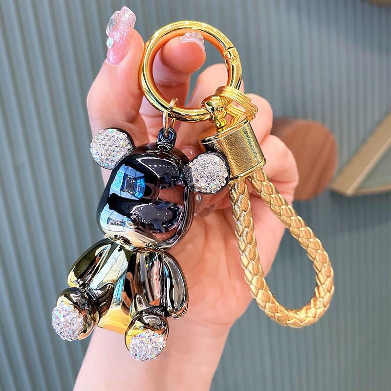 Bear Exquisite Rhinestone Keychain Chic Acrylic Key Holder For Fashionable Women