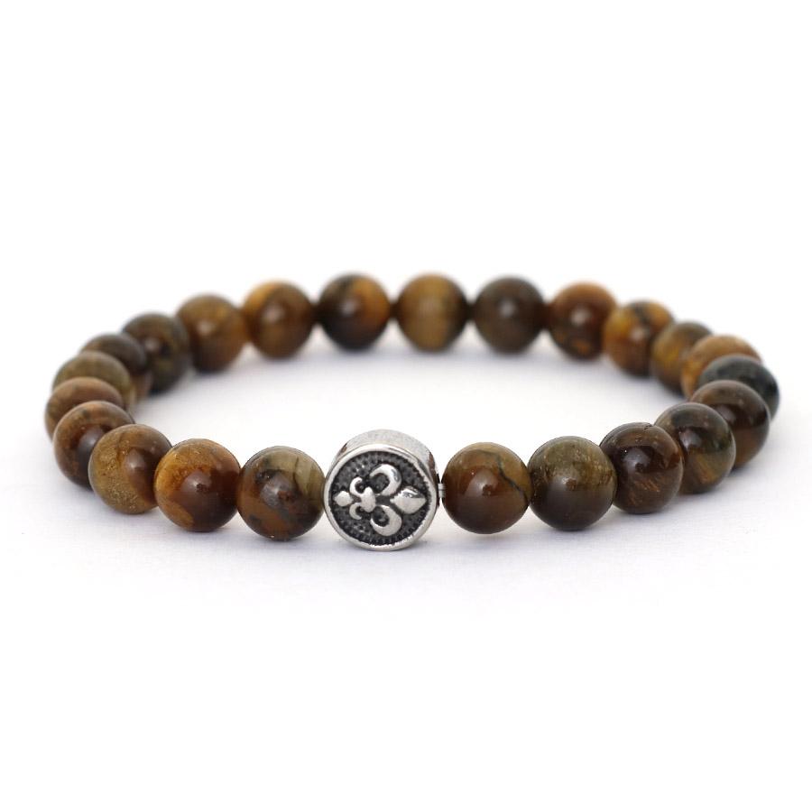 New Beaded Bracelet For Men 8mm Natural Tiger Eyes Obsidian Lava Stone Braclet Hematite Healing Braslet Stainless Steel Buckle