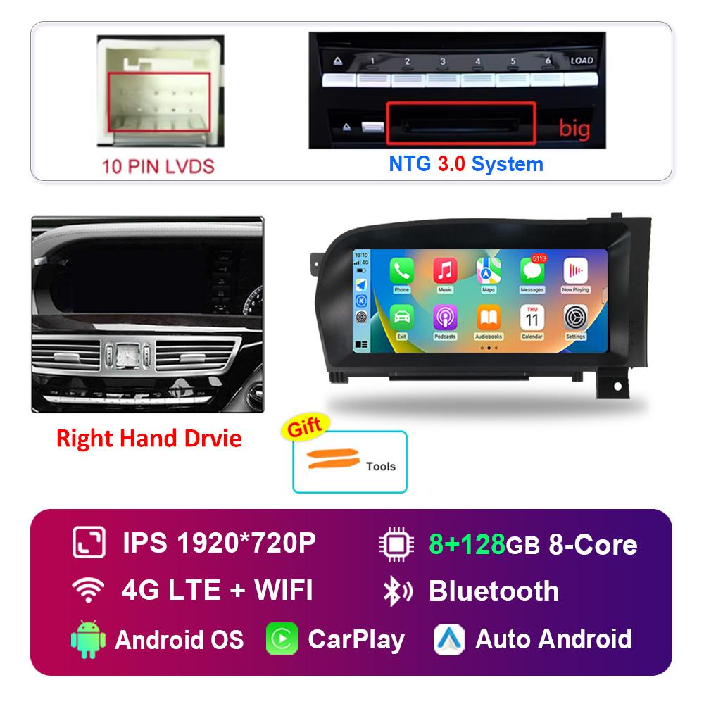Android Car Radio Multimedia Player DSP Stereo 10.25 Inch Right Hand Drvie for Benz S W221 W216 2005 - 2013 NTG 3.0 3.5 System