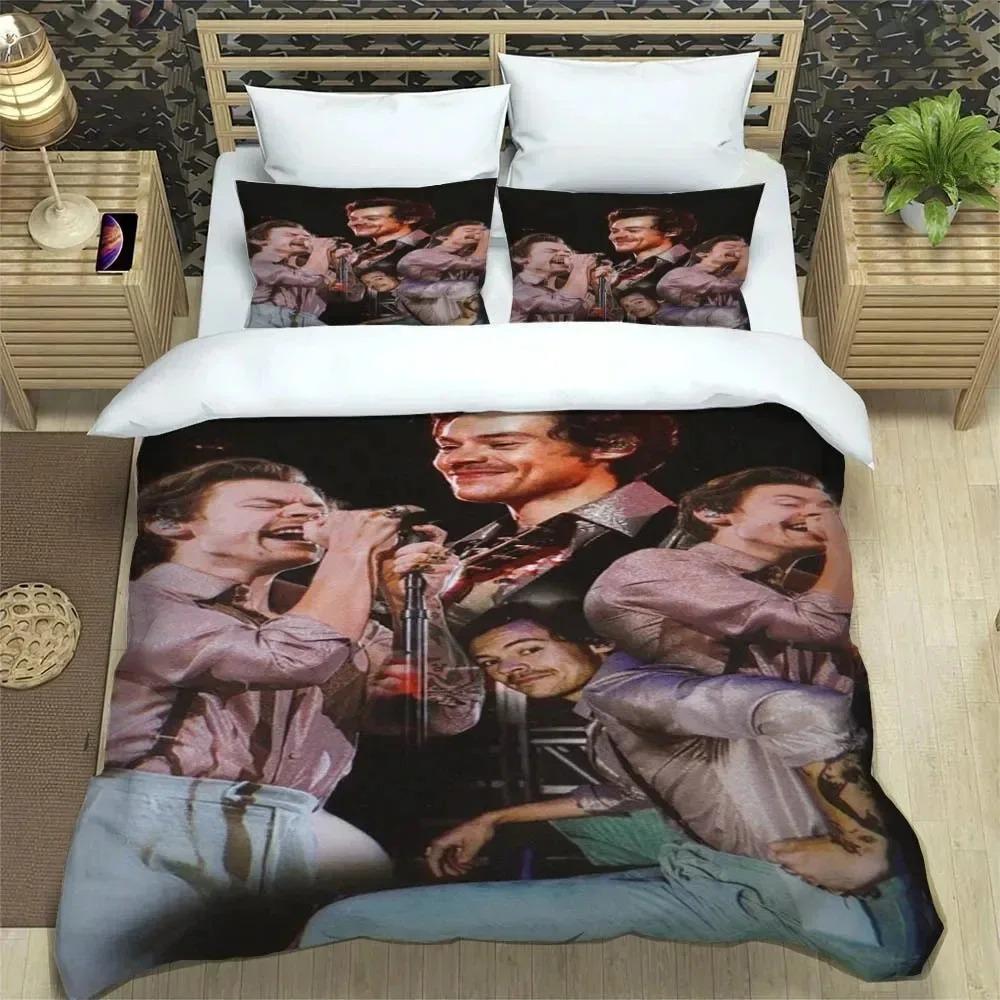 Set Biancheria da Letto Singer H-Harry-S-Styles Set Raffinato di Biancheria da Letto Copripiumino Set Piumone Set Biancheria da Letto Lusso Regalo di Compleanno