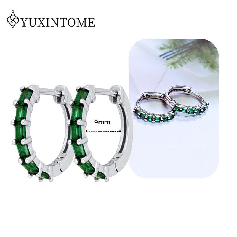 Turquoise 925 Silver Ear Needle Green Zircon vintage emerald Heart/Flower Pendant Hoop Earrings Fashion party Jewelry