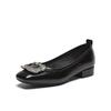 BASTO Fashion Shiny Rhinestone Commuting Low-Cut Square Toe Women's Flats
