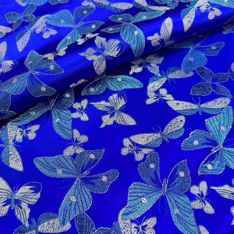 Wide 114cm Embossed Jacquard Fabric Butterfly Design Sewing Material Cheongsam Dress Garment Fabric Sold By Meter
