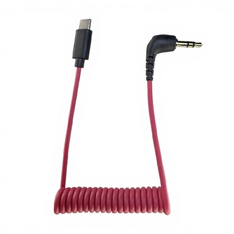 Stretchable 40Cm 3.5Mm To Type C Mics Cable For RODE Wireless GO/GO II Mics With Reinforced Stress Relief Design