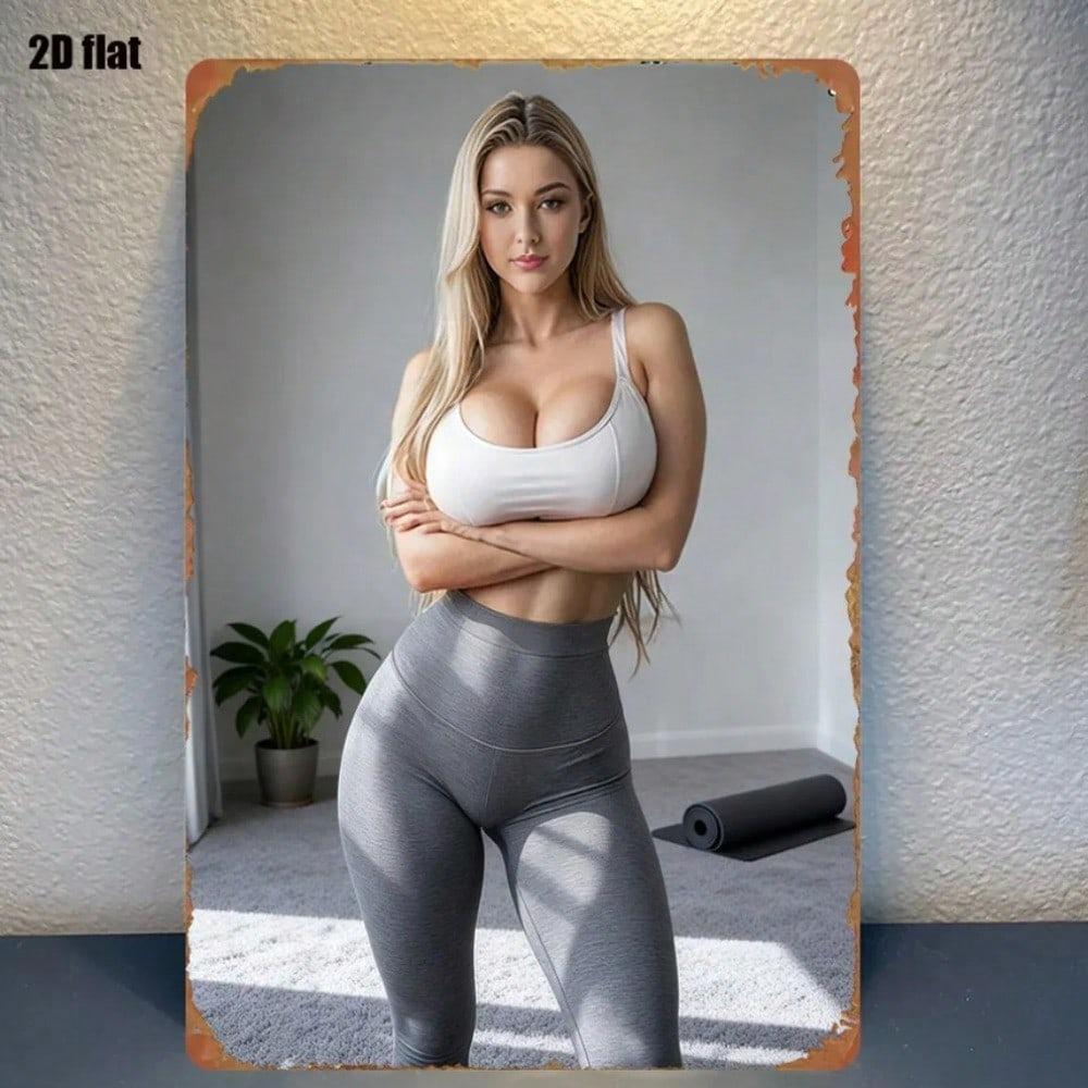Fashion Fitness Woman Metal Poster Wall Decor
