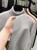Men's Fashionable Thick Knit Pullover with Double-Fold High Neck, Fleece-Lined for Warmth, Solid Color, Perfect for Middle-Aged and Young Adults.
