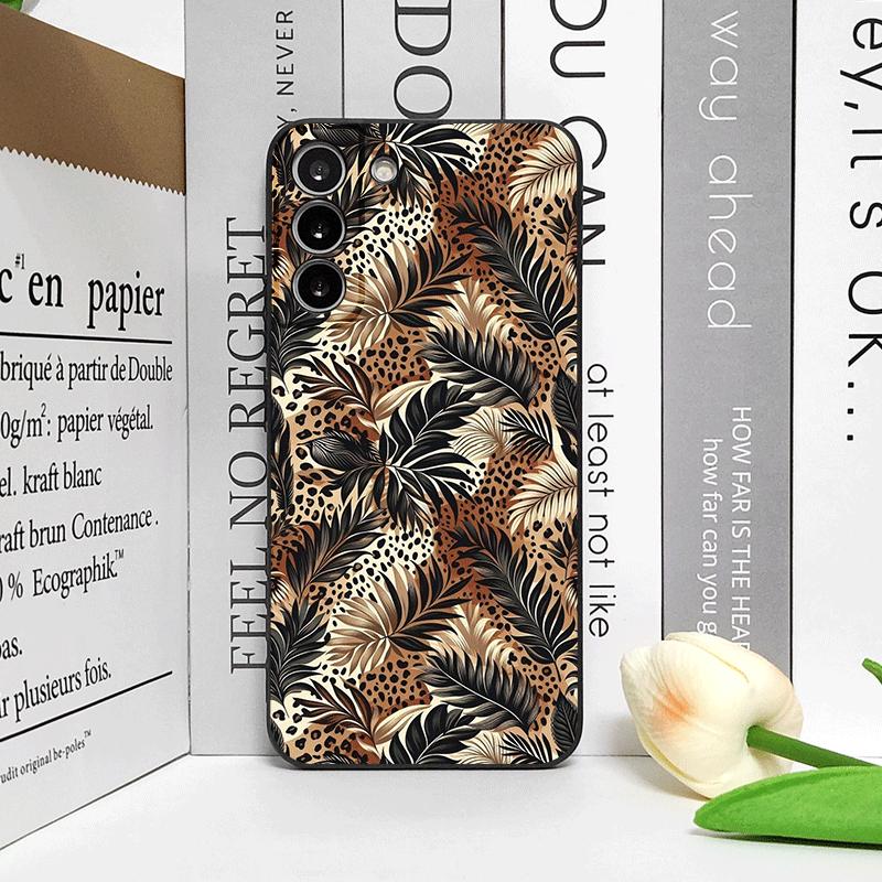 Vintage Art Palm Leaf Zebra Leopard Print Phone Case for Samsung Galaxy S26 S25 S24+ S23 Ultra S22 Plus S21 FE S20 5G Soft Cover