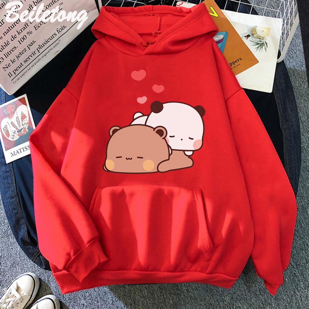 Panda Bear Bubu Dudu Cartoon Hoodie Sleep Cute Printed Clothes for Teens Loose Sweatshirt Spring Pocket