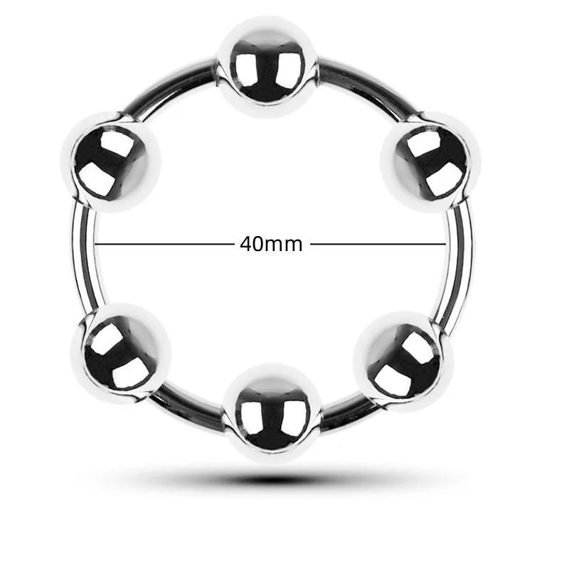 Men's Six Beads Lock Precision Sleeve Ring Stainless Steel Metal Penis Ring Sex Toys for Men Male Delay Ejaculation Cock Ring Glans Stimulator