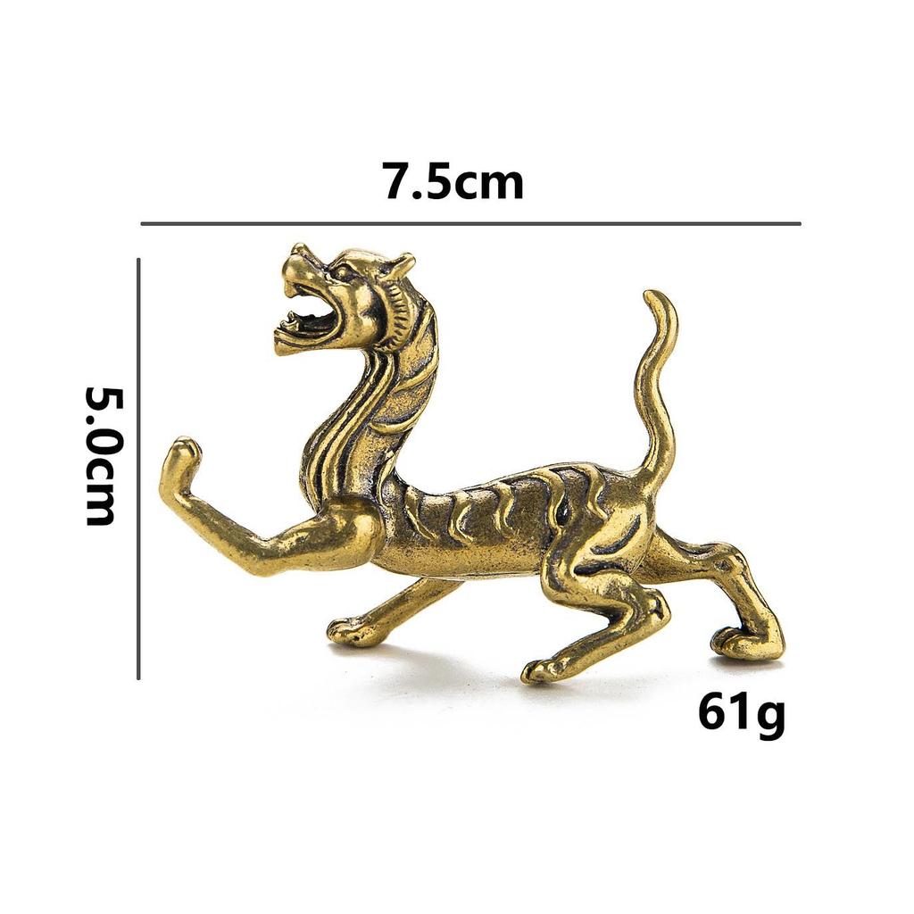 Brass Four Mythical Beasts Ornaments: Azure Dragon, White Tiger, Vermilion Bird, Black Tortoise - Office Home Decor Craft Deskto