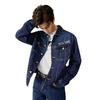 Lee SS23 Washed Vintage Letter Embroidered Single-Breasted Denim Jacket Men jackets Medium-Blue LMT004498101291A02860