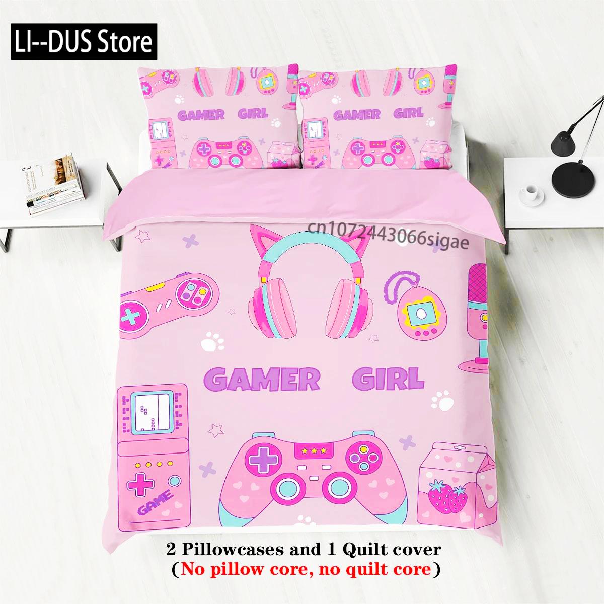 

Comforter 3-Pcs Set Youth Cool Gamer Pattern Printed For Teenager Girl S Bed Party Funny And Creative Bedding Set Comforter (quilt)-EU Single(135*200cm)3pcs