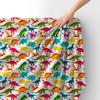 Royal Samt Stoff Polyester Zum Nähen - Motiv Bunte Dinosaurier