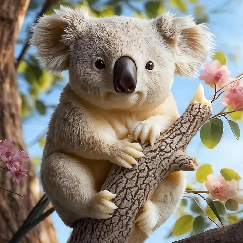 New 3D Koala Relief Cylindrical Candle Silicone Mold, Cute Cylindrical Koala Resin Mold for Furniture Decoration And Plaster