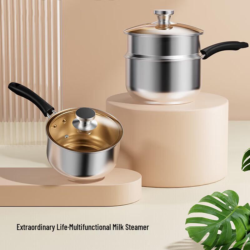 KSISE 18cm 304 Stainless Steel Multi-Functional Pot