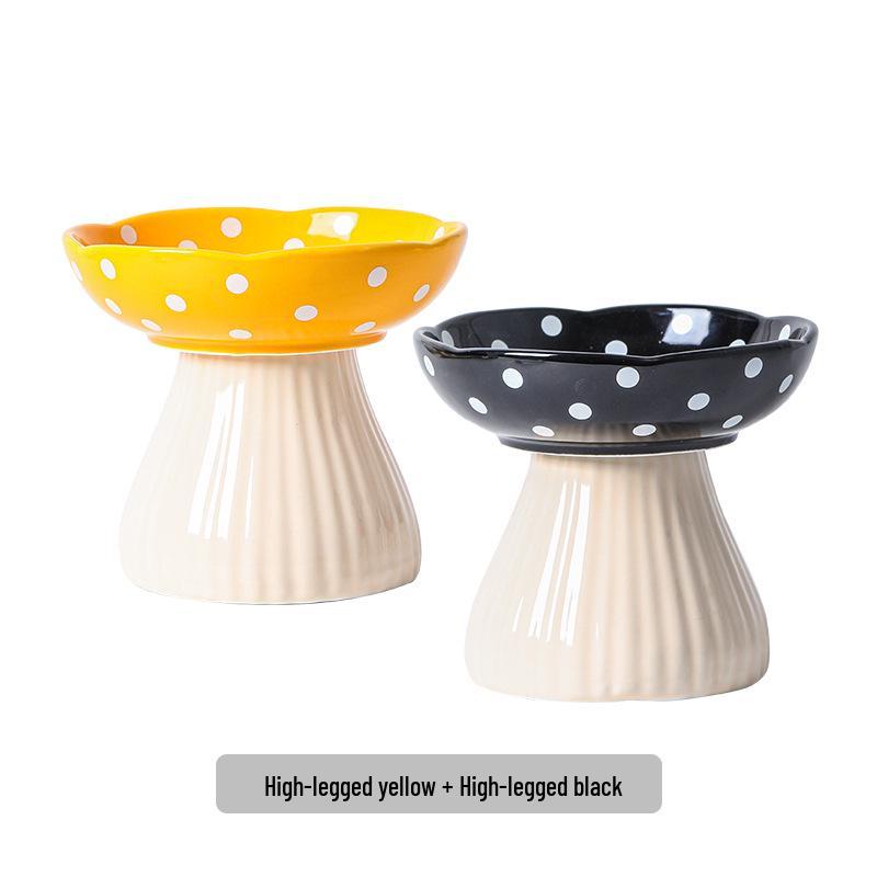 Ceramic Elevated Cat & Dog Bowl - Anti-Tip Design for Cervical Spine Protection - Food & Water Bowl