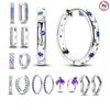 Real 925 Silver Pave U Shape Heart Star Earring Hoop Earrings for Women Jewelry Wedding Engagement Birthday Gift