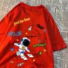 Space Astronaut Just Be Free Print Tshirts Men Women Fashion Casual Tops Hip Hop Oversize T-Shirts Casual Summer Short Sleeve