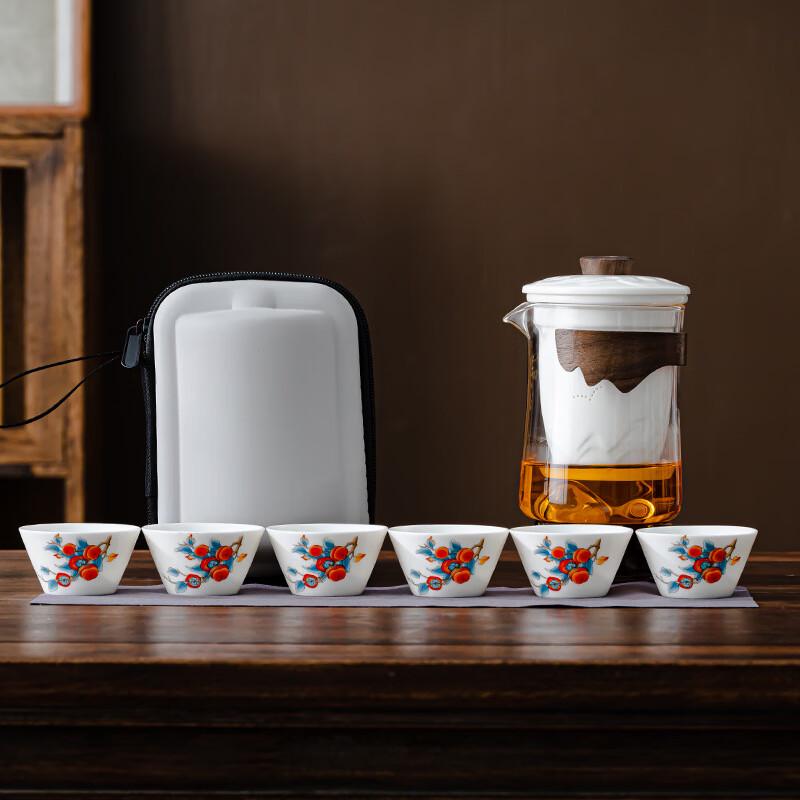 Jun Shiqi Portable Mutton-fat Jade White Porcelain Tea Set