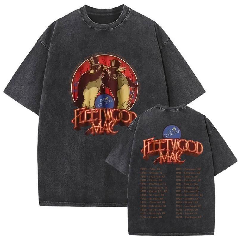 Wypierana Vintage Koszulka z Graficznym Nadrukiem Zespołu Rockowego Fleetwood Mac Rumours Koszulka Stevie Nicks Męska Damska Codzienna Bawełniana Koszulka Oversize