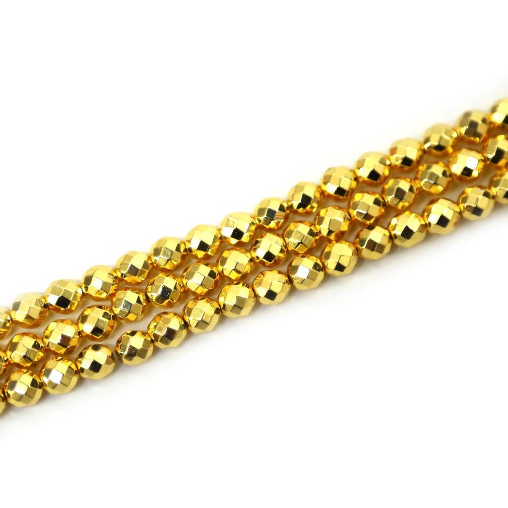 Zlato Stříbro Fasetovaný Kulatý Černý Hematit Přírodní Kámen 4/6/8/10 mm Distanční volné korálky pro výrobu šperků