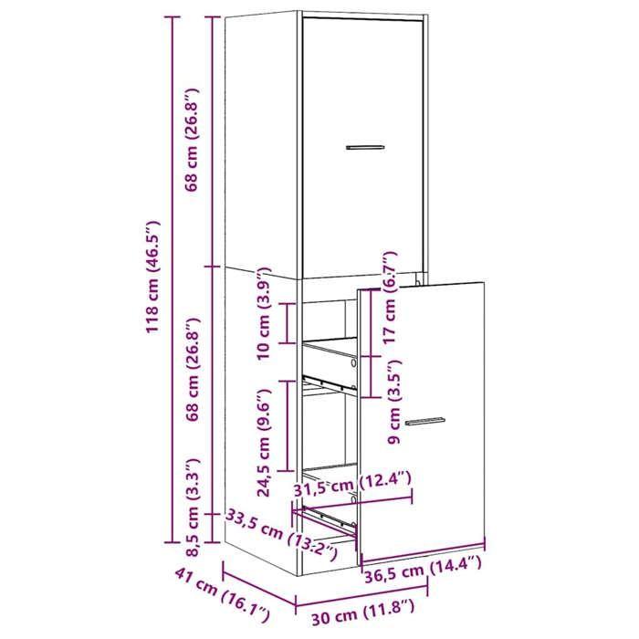 VidaXL Armoire d'apothicaire vieux bois 30x41x118 cm bois d'ingénierie, coffre d'apothicaire, meuble d'apothicaire, coffre à 855167