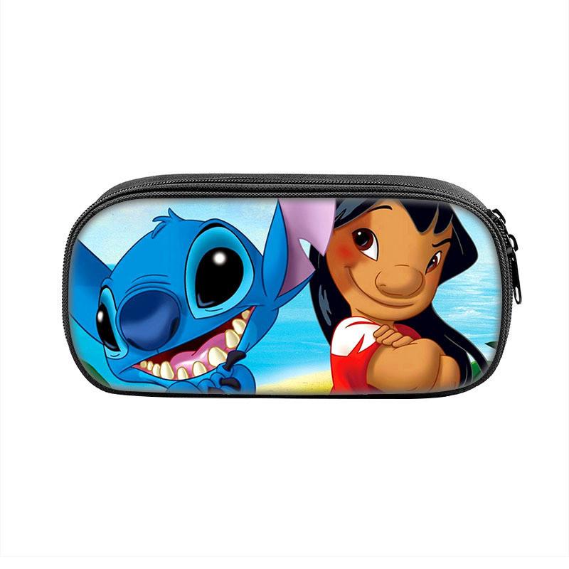 Stitched Design Pencil Case For Kids With Double Zipper And Polyester Material