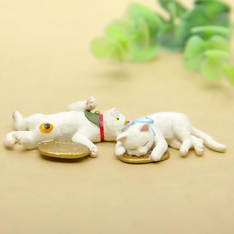 Small Clear Resin Lucky Cat Figurine For Garden Micro Landscape Decor Gift
