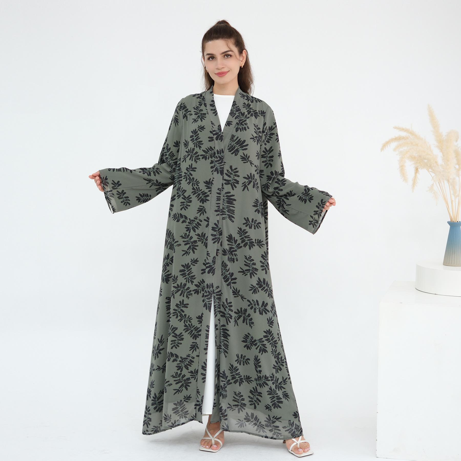 Aiyirui Printed Chiffon Cardigan with Lining 1067 Large
