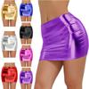 Naiste läikiv lakknahast Bodycon miniseelik Metallic diskotantsukostüüm