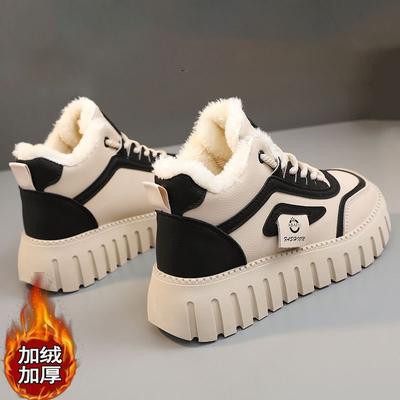 Popular Cotton Shoes 2025 New Winter Women's Shoes Velvet High-top Sports and Leisure Shoes Platform Snow Boots Warm Short Boots