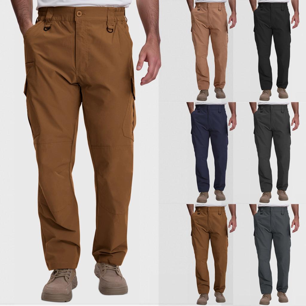 Men's Outdoor Cargo Pants - Multi-Pocket Lightweight  Straight-Leg Waterproof Breathable Hiking Camping Fishing Work Pants