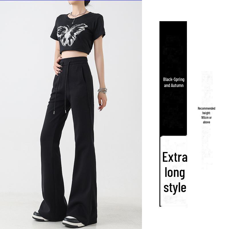 Women's High-Waisted Wide-Leg Flared Pants with Pockets - Autumn Slim Fit Casual Sweatpants