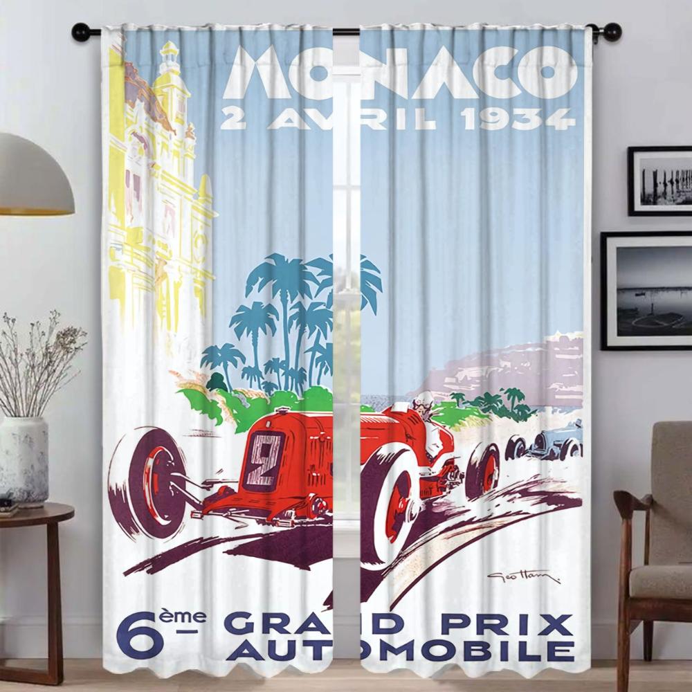 

Elegant Room Curtains 2 Pieces Vintage Car Races Home Interior Curtains for Camera Partition Halloween Decoration Shades Curtain W50xH70cmx2pcs-CL