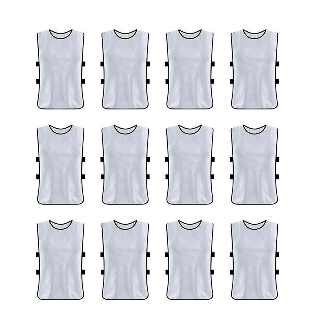 12 Stück Outdoor Sportwesten Scrimmage Fußball Fußballtraining Atmungsaktiv Erwachsene Trikotweiß Erwachsene