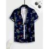 Hawaiian Style Fresh Coconut Print Men's Short-sleeved Fashion Shirt Men's Summer Outdoor Vacation Fashion Short-sleeved Shirt