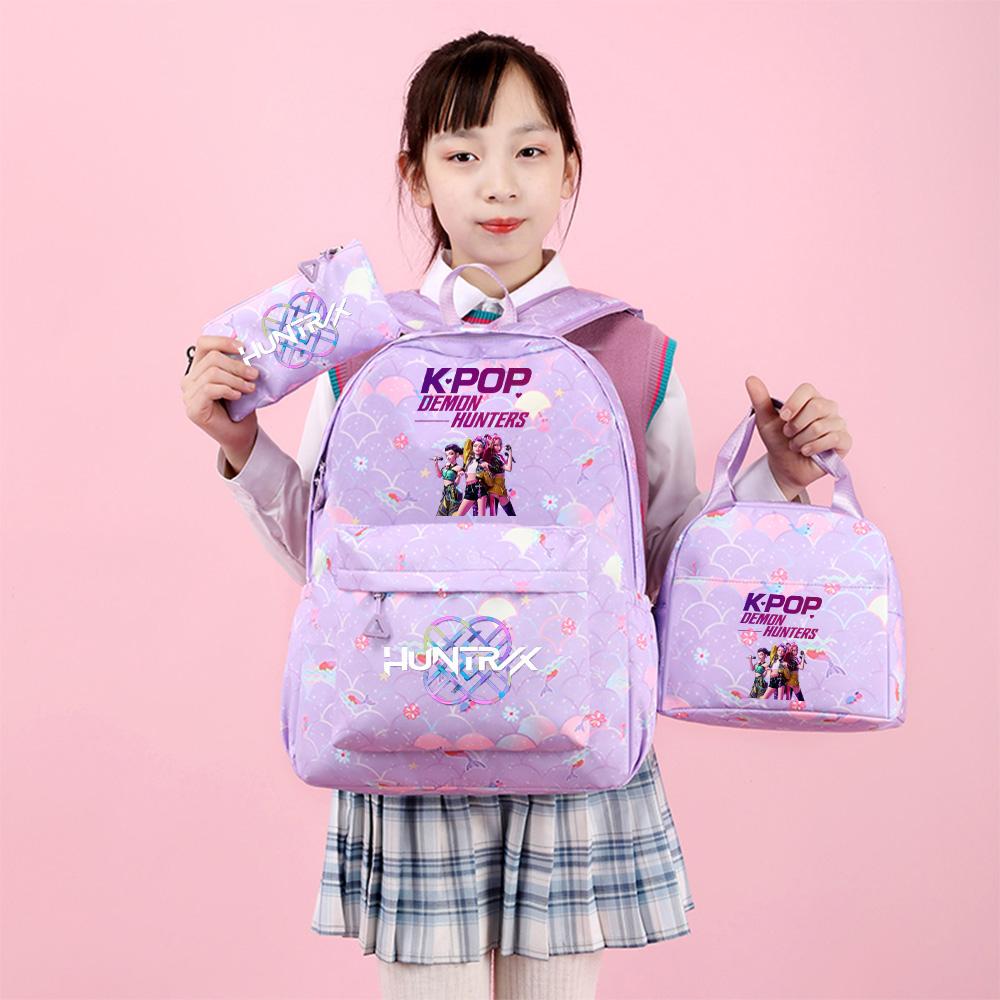 3ks/sada Roztomilý Kpop Potištěný Batoh Kabelka Penál pro Náctileté Studenty Dívku Chlapce Školní taška Dětská Knižní taška Velká Kapacita Cestovní taška Dárek Mochila