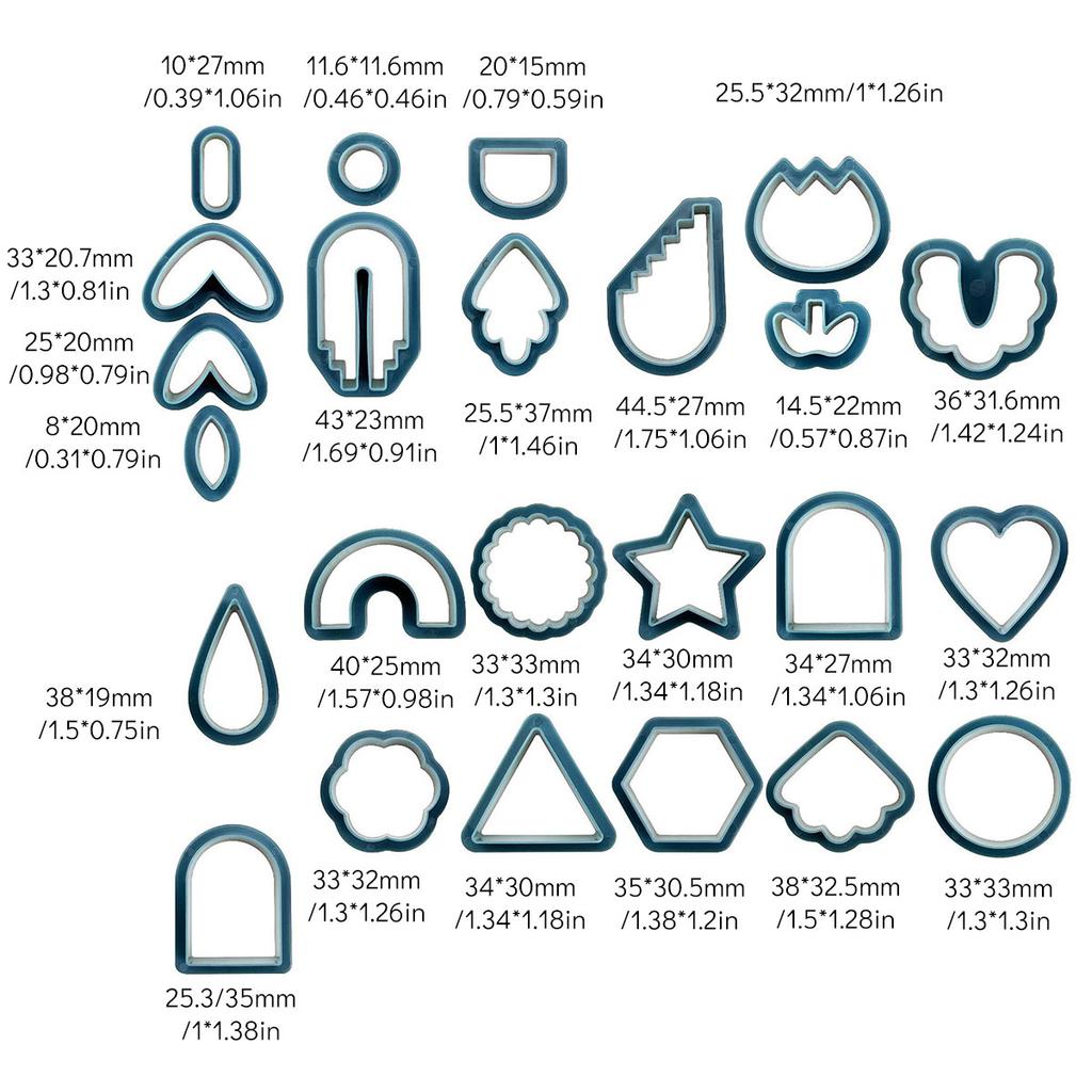 24 Pcs Clay Earring Cutters Set for Polymer Clay Jewelry Making Different Sizes and Irregular Shape Plastic Polymer Clay Cutters