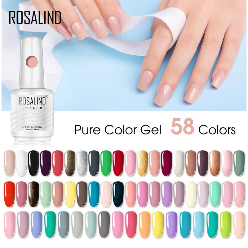 ROSALIND 15ml Classic Color Gel Nail Polish Semi Permanent Soak Off Bright Nail Gel LED/UV Lamp For Nail Art