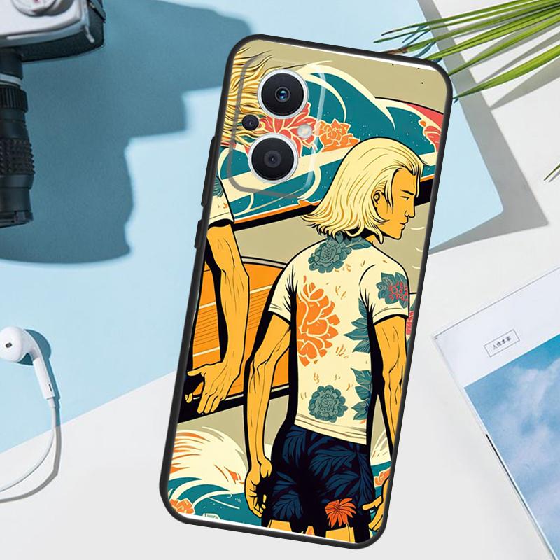 Japanese Surfers Cover For OPPO Reno 8T 7 8 Lite 14F 13F 12F 11F 14 13 12 11 10 OPPO Find X8 X6 X5 X9 Pro Case