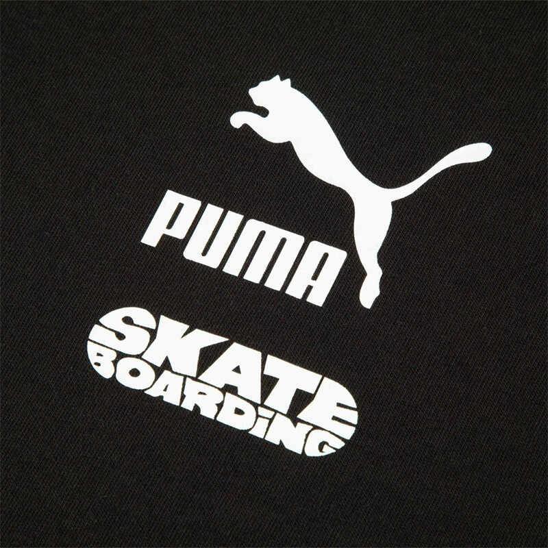 Puma Logo Print Crew Neck Solid Short Sleeve T-Shirt Men Tops Black 620221-01