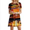 Vacation Short Sleeve T-Shirt Dress Women 3D Print Loose Plus Size Beach Dresses