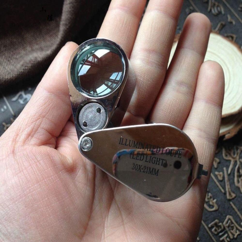 Handheld Folding Jewelry Magnifier 30x21mm Mini Jewelry Lupas  Stone Identification