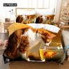 Duvet Cover 3D Cute Cat Dog Print Bedding Set Cute Duvet Cover Wild Animal Tribal Bed Cover Women Girls Kid Bedroom Decoration