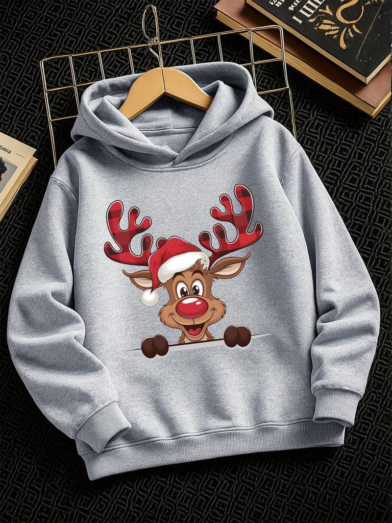 Christmas Autumn/Winter Trendy Casual Hoodie for Boys, Stylish Sporty Print,Perfect Christmas Gift for Outdoor Activities