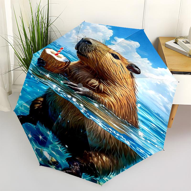 

Capybara Themed Travel Umbrella-8 Ribs Automatic Opening and Closing, Portable Folding Design, Compact and Stylish Umbrella Suitable for Out