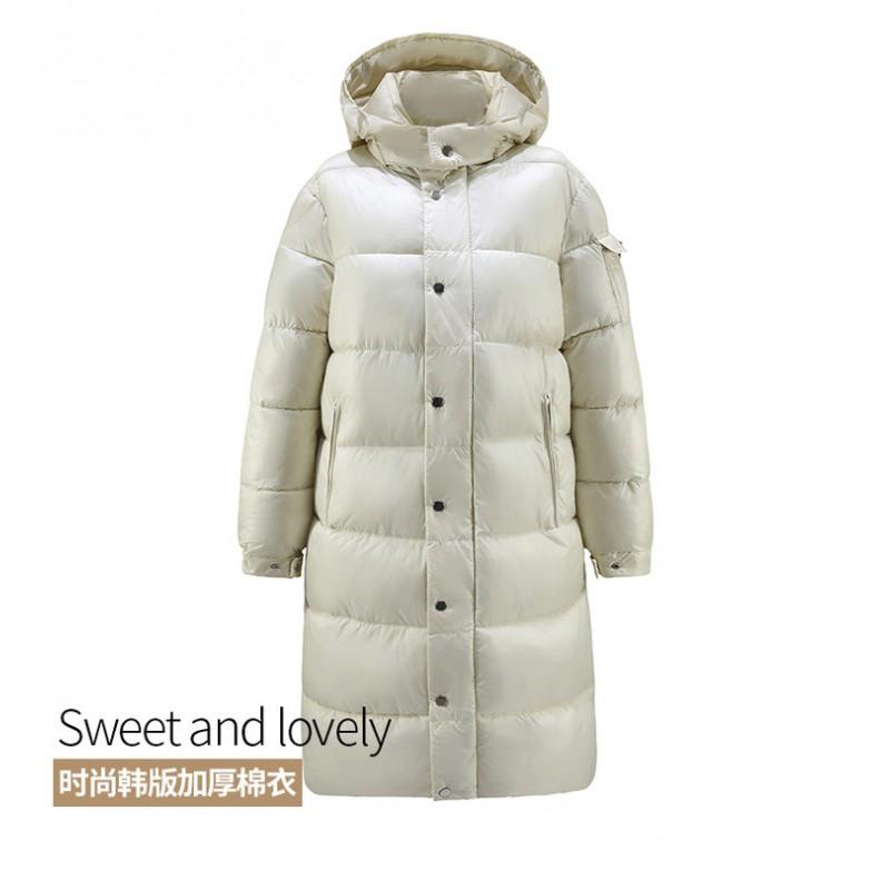Unisex Long Puffer Coat With Hood Thick Winter Cotton-Padded Jacket Women Men
