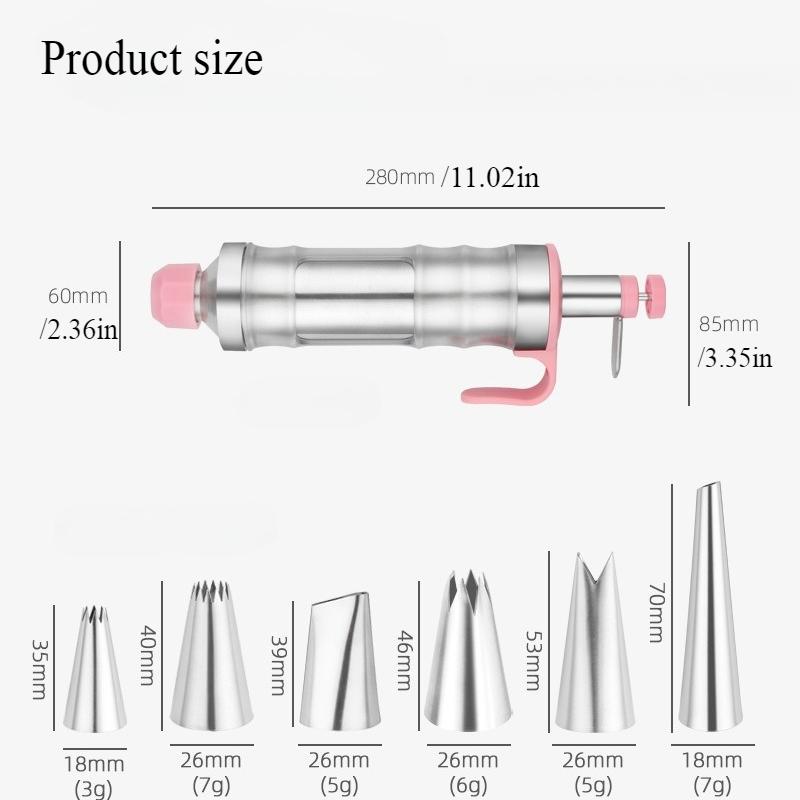 Stainless Steel Dessert Syringe Set Frosting Piping Nozzles Kit Icing Decoration Gun Cupcake Cookie Making Cake Decorating Tools