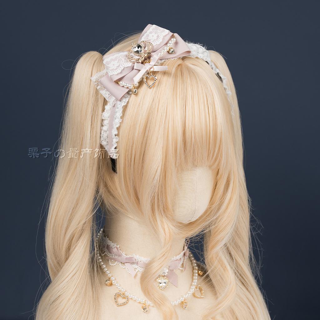 Japanese Side Bow Headband Crown Pearl String Headband Lolita Hairy Clip Korean Accessories